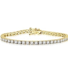 Solid Yellow Gold-Tennis Round brilliant stone bracelet