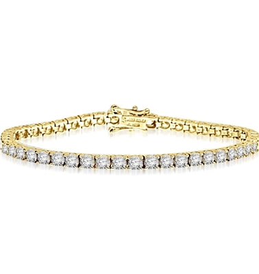 Solid Yellow Gold-Tennis Round brilliant stone bracelet
