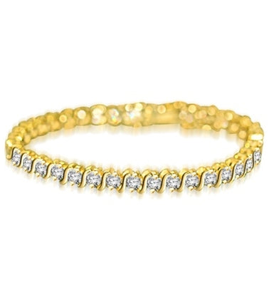 4.20ct S -curve bracelet in 14K Yellow Gold