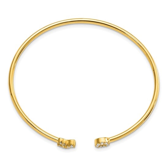 14K gold cuff bracelet. Flexible bracelet. XO sign bracelet. Valentine bracelet. Lab grown diamond bracelet