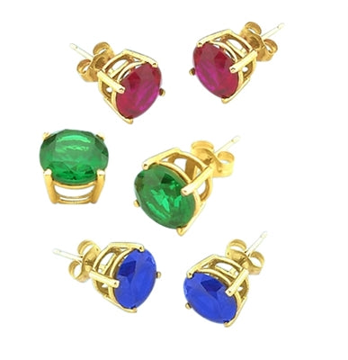 Solid Gold earring in Sapphire Ruby Emerald