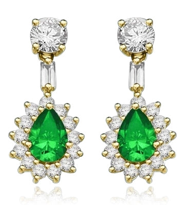 Clip Pearl with Emerald Essence earrings in Yellow
