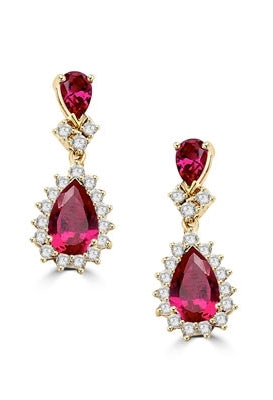 7 ct ruby essence, 2 ct ruby accents gold earrings
