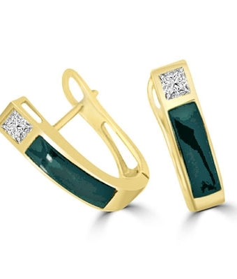 Hinged black-onyx earrings in 14K Solid Gold