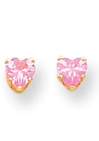 Pink heart-cut diamond earring in Solid Gold