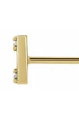 14K Solid Gold Bar earrings, 0.03 cts.t.w. Diamond Essence Round Brilliant Stones in four prong setting. Good for little shine on ears everyday. Wear it as primary earring or add on to second pierce.