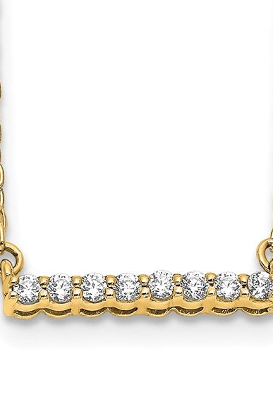 Diamond bar necklace 14k yellow gold