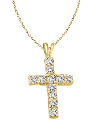 round stones gold cross pendant