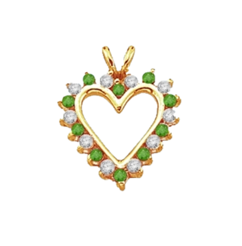 Emerald Essence Heart Pendant - 0.5 Cts. T.W. set in 14K Solid Yellow Gold.