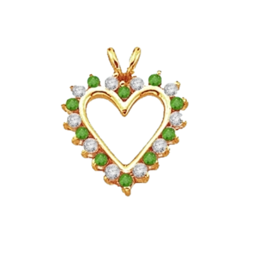 Emerald Essence Heart Pendant - 0.5 Cts. T.W. set in 14K Solid Yellow Gold.