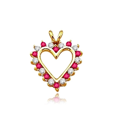 Ruby Essence Heart Pendant - 0.5 Cts. T.W. set in 14K Solid Yellow Gold.