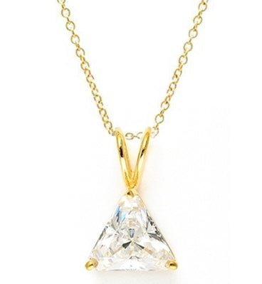 Diamond Essence Pendant with Triangle stone.3.0 Cts. T.W. set in 14K Solid Yellow Gold.