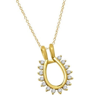 14K Solid Gold Horseshoe Pendant Insert 0.15 Cts. T.W.