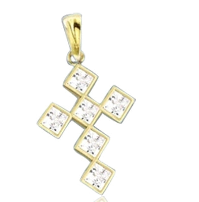 Solid gold bezel setting,princess cut cross pendant