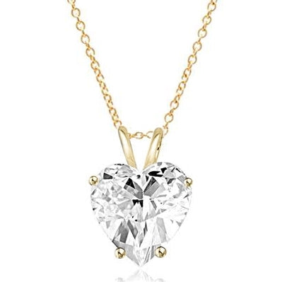 One carat heart-cut Diamond Essence stone set in 14K Solid Gold four prongs. (Also available in 14K Gold Vermeil, Item#VPD1763). Choice of 2,3 and 4 carat available.