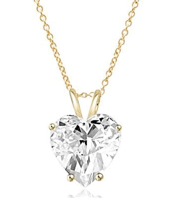 One carat heart-cut Diamond Essence stone set in 14K Solid Gold four prongs. (Also available in 14K Gold Vermeil, Item#VPD1763). Choice of 2,3 and 4 carat available.