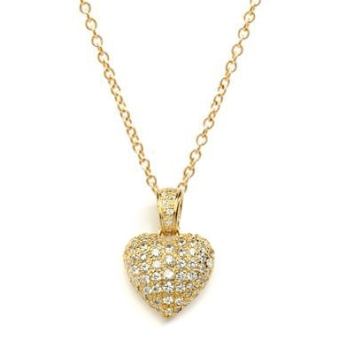 Craftman's delight Heart Pendant with micro pave set Diamond Essence accents shining your love like never before. There are tiny accents on the bale to highlight the overall glory effect. 2.5 Cts. T.W. set in 14K Solid Yellow Gold.