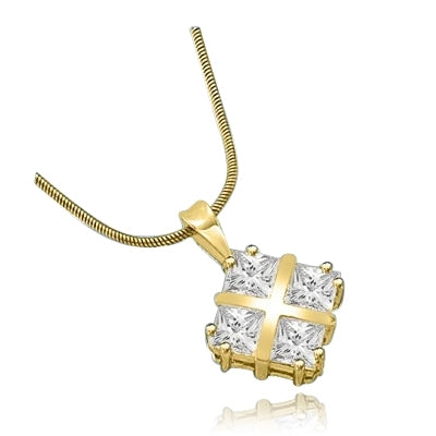 4 Princess Cut Masterpieces pendant in Yellow Gold