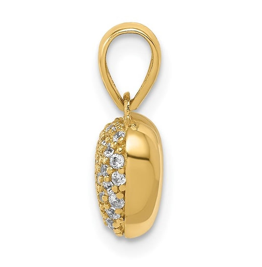 Little Heart for Children - Heart shape Pendant with cluster of Diamond Essence Melee, 1.0 Ct. T.W. set in 14k Solid Yellow Gold.