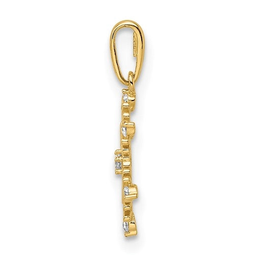 Beautiful Snow flake pendant with Round Brilliant Diamond Essence stones in prong setting. 0.50 Cts.t.w. in 14K Solid Yellow Gold.