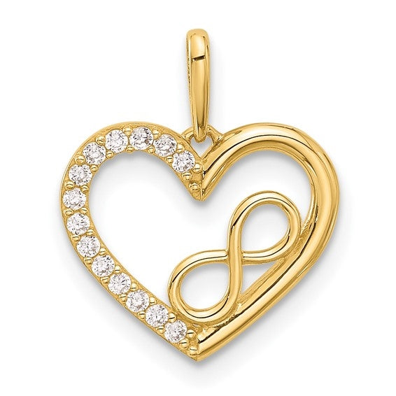 Prong Set Diamond Essence Round Brilliant stones In 14K Solid Gold Heart Pendant