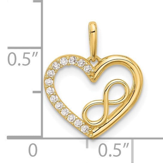 Prong Set Diamond Essence Round Brilliant stones In 14K Solid Gold Heart Pendant
