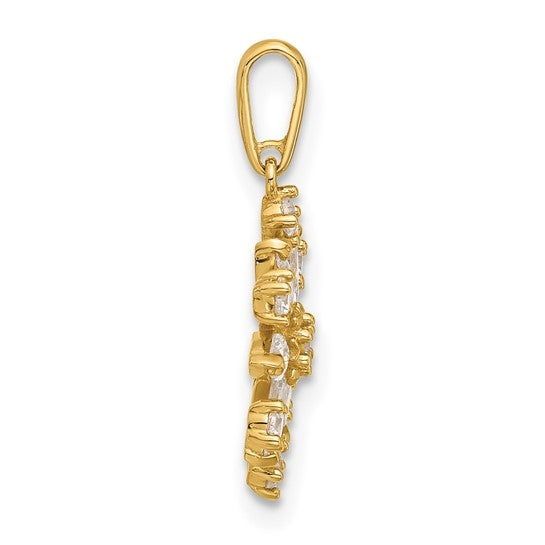 Prong Set Beautiful Snowflake Pendant in 14K Yellow Gold