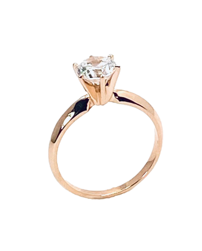 Solitaire rose gold ring with 3 carat stone