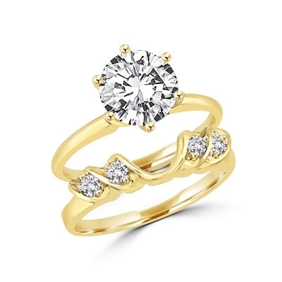 14K Solid Gold wrap with round jewels. 0.16 cts. tw. This item does not include solitaire ring.