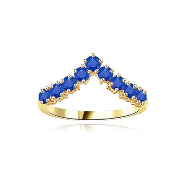 Stacking Rings-V-shaped Sapphire rings in yellow gold