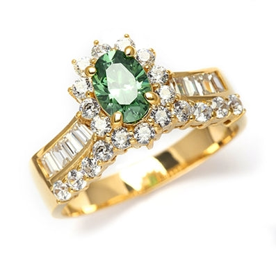 Toccata - Simply Elegant Ring, with a 1.0 Ct. Oval Emerald Center Stone and Accents.You will show them what you can do! 2.0 Cts. T.W. set in 14K Solid Yellow Gold.