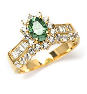 Toccata - Simply Elegant Ring, with a 1.0 Ct. Oval Emerald Center Stone and Accents.You will show them what you can do! 2.0 Cts. T.W. set in 14K Solid Yellow Gold.