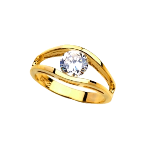 Subtle and strong Friendship Ring, 1.0 Ct. T.W with a delicate Round Solitaire nestled in stylish split shank of 14K Solid Yellow Gold