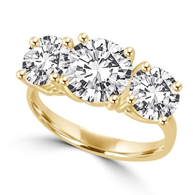 Ring 3 stone ring, 2 ct center, 1 ct on sides
