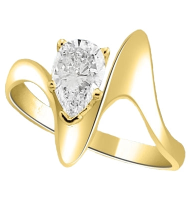 ring with 1 ct pear cut stone set in unique setting