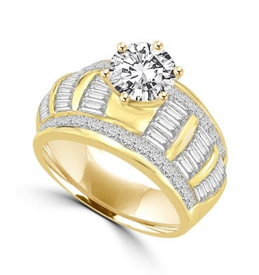 Ring 2 ct round stone,princess cut stones,baguettes
