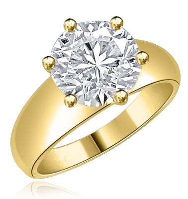 round stone in solid gold wide band