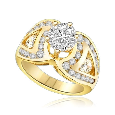 3ct BRING LUCK melee swirling with yellow gold ring