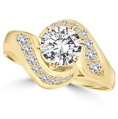 Ring channel set round diamond in swirl design