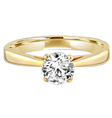 Tiffany Set Solitaire on Wide Band. 0.75 Cts. In 14k Solid Yellow Gold.