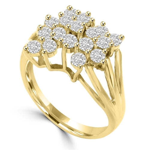Diamond Essence Designer Ring With 1.70 Cts.T.W. Round Brilliant Stones Set In 14K Solid Yellow Gold.