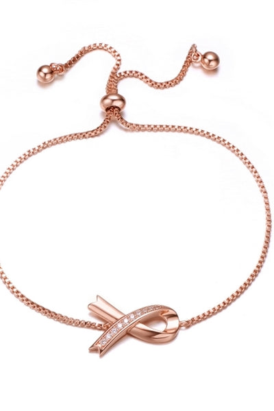 Diamond Essence Rose Gold Plated Silver Bracelet with adjustable clasp. Fits every wrist and looks charming in loop design with Round Brilliant stones.