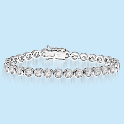 6.75 Inch bezel set bracelet in silver