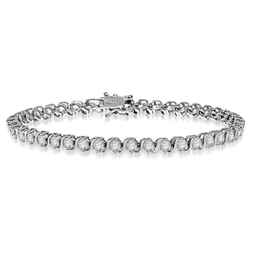 S links in prong setting bracelet in Platinum Plated Sterling Silver