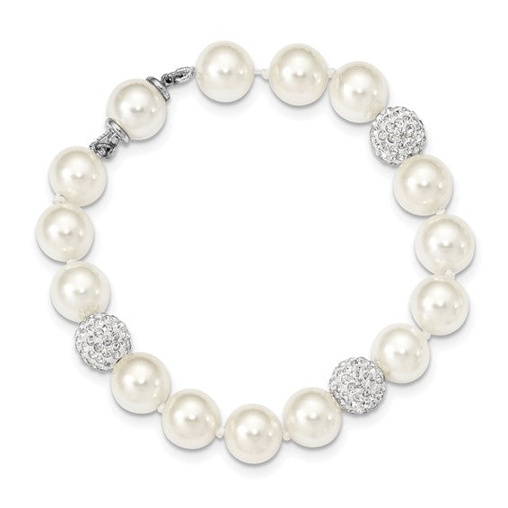 Sterling Silver Pearl Bracelet 8".