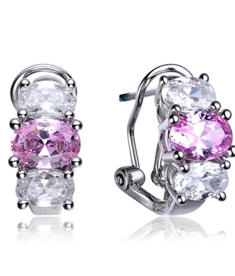 Diamond Essence Designer Earrings with Oval cut Pink and Brilliant Stones, 3.25 cts.t.w. - SEC1251P
