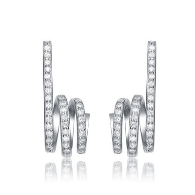 Twists - Diamond Essence Designer Earrings with 1.0 Ct. T.W. of sparkling Melee set delicately on twisted Platinum Plated Sterling Silver setting.