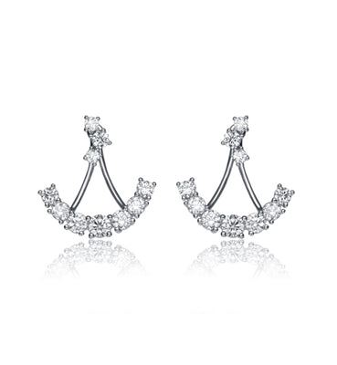 Diamond Essence Anchor Shaped Earrings With Beautiful Round Cut Stones, in Platinum Plated Sterling Silver, 1.10 Cts.T.W.