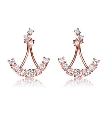 Diamond Essence Rose Gold Anchor Shaped Earrings In Sterling Silver - SEC8718R