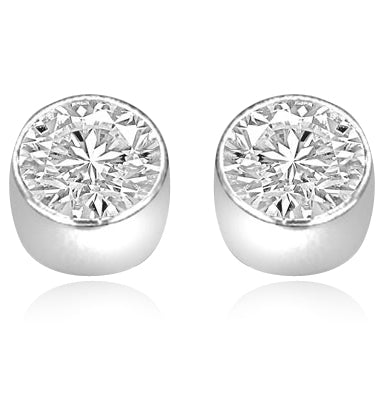 Diamond Essence 0.5 carat each, round brilliant stone set in 14K Gold Vermeil tubular bezel setting. 1.0 ct.t.w. Choice of 2 and 4 ct.t.w. available.